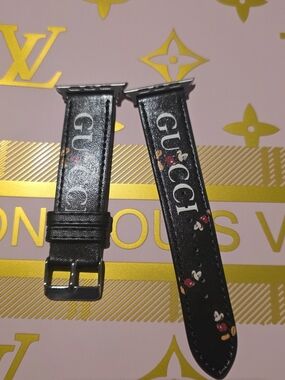 Black Apple Watch Strap with Character Print